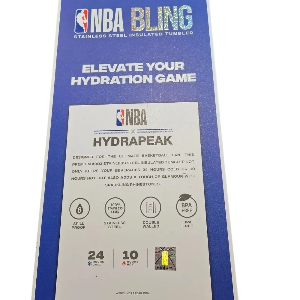 NBA Los Angeles Lakers Rhinestone Bling Hydrapeak Tumbler 40oz NEW Flaw